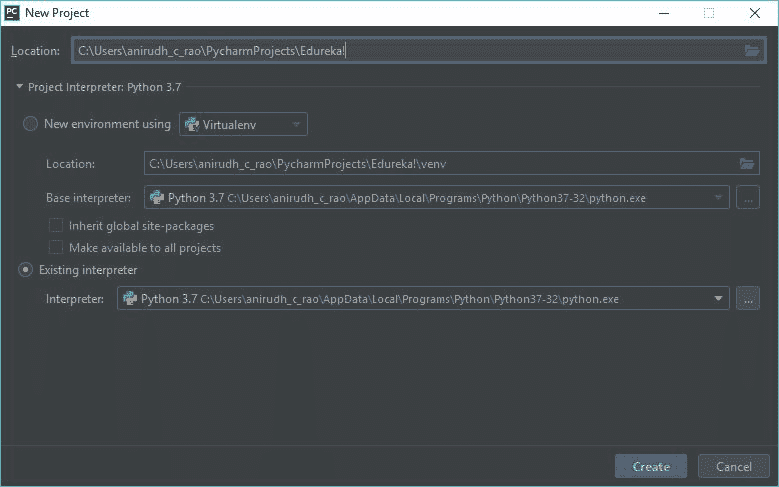 Pycharm project creation - Pycharm tutorial - Edureka