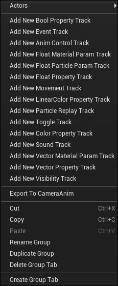 New Track menu