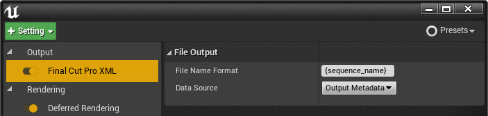 设置窗口中的Final Cut Pro XML