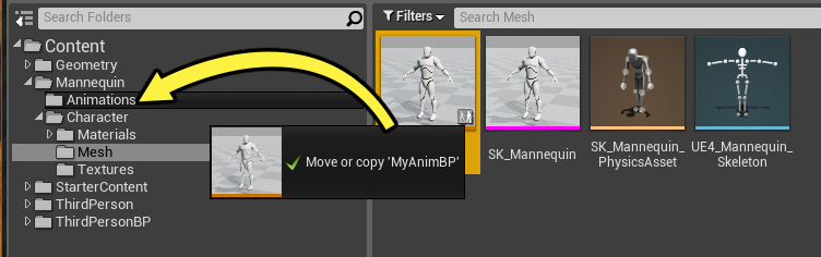 Create Animation Blueprint - Change Location