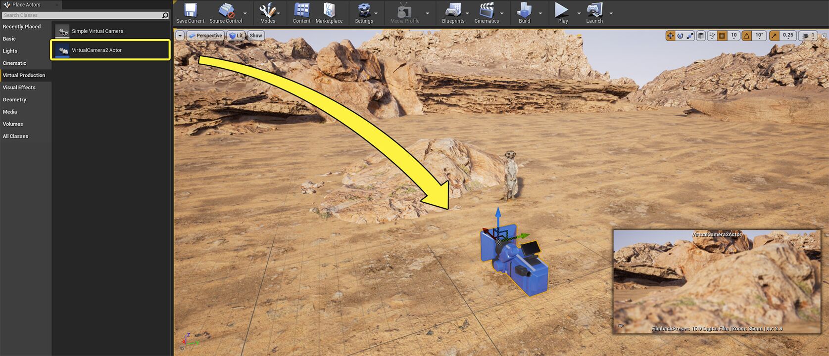 将虚拟摄像机拖动到你的场景