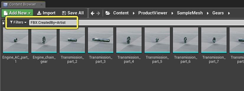 Filter the Content Browser by metadata
