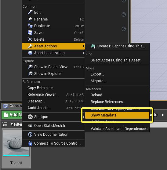 Show Metadata in Unreal