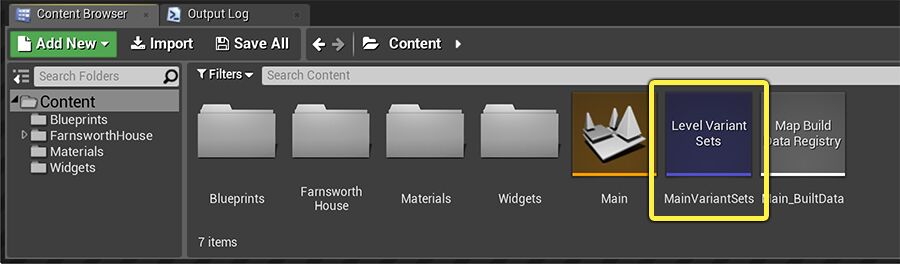 打开关卡变体集资产