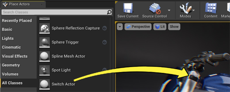 将切换Actor添加到关卡