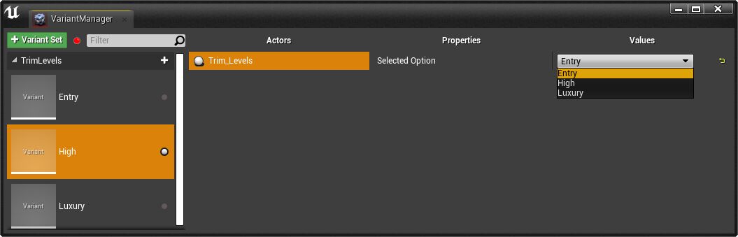 变体管理器中采集选定选项