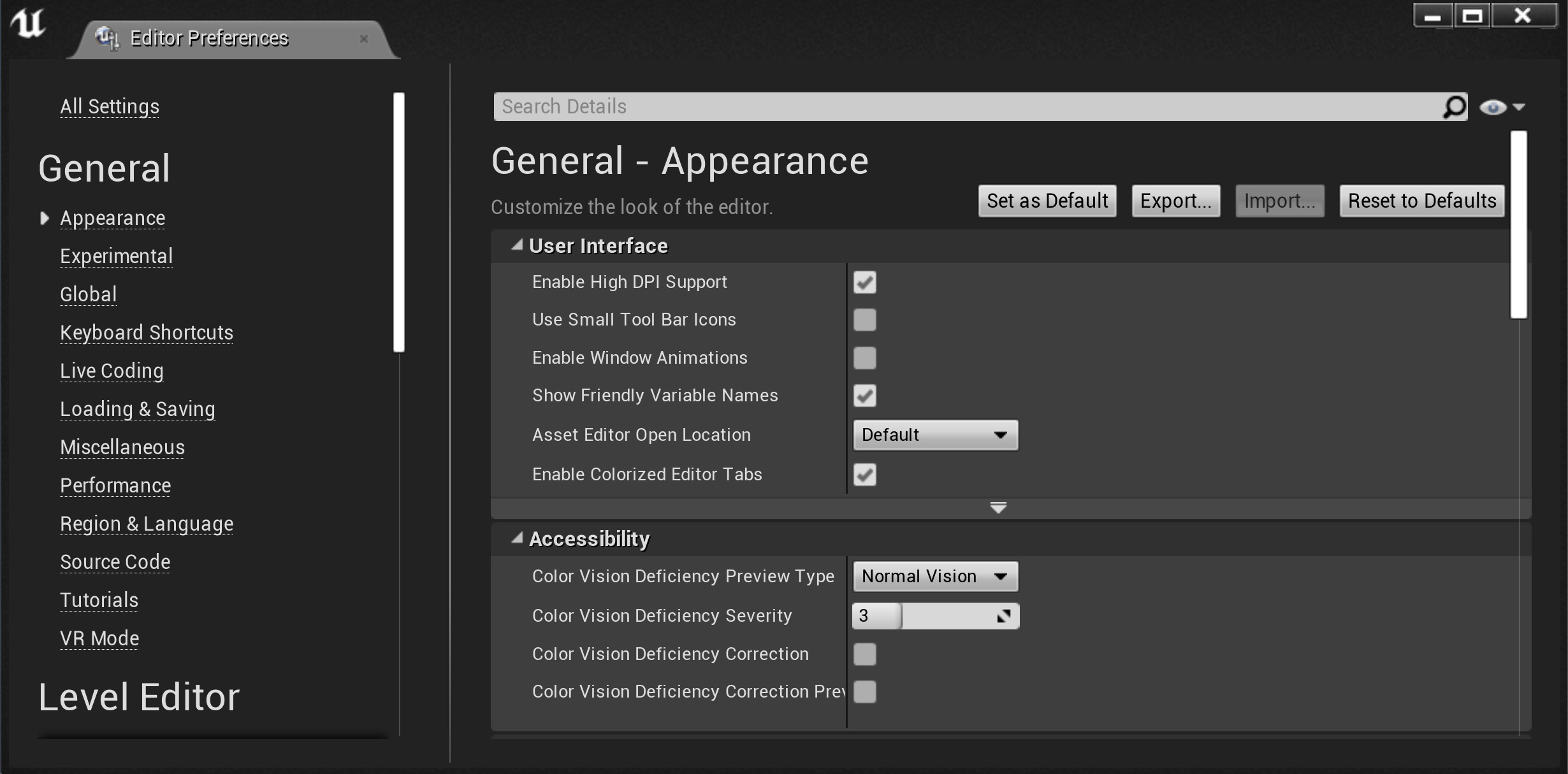Editor Preferences Dialog