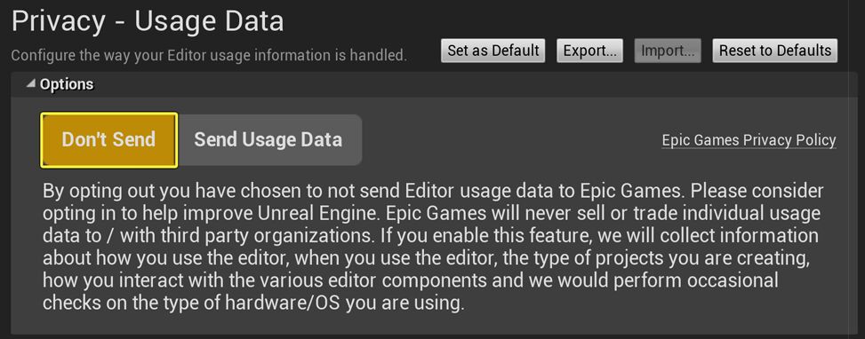 Usage Data Opt-Out Setting