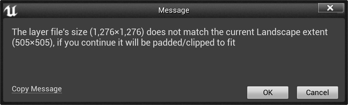 Image of Layer size warning