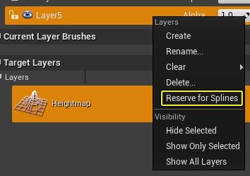 Reserve for splines in layer context menu