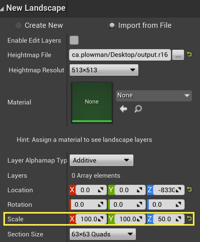 Landscape Import Scale