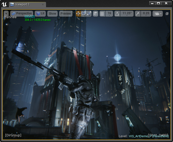 点亮模式下的场景（游戏视图开启）