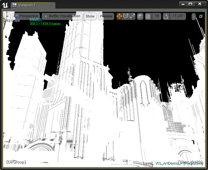 缓冲区材质 AO 模式下的场景（游戏视图开启）