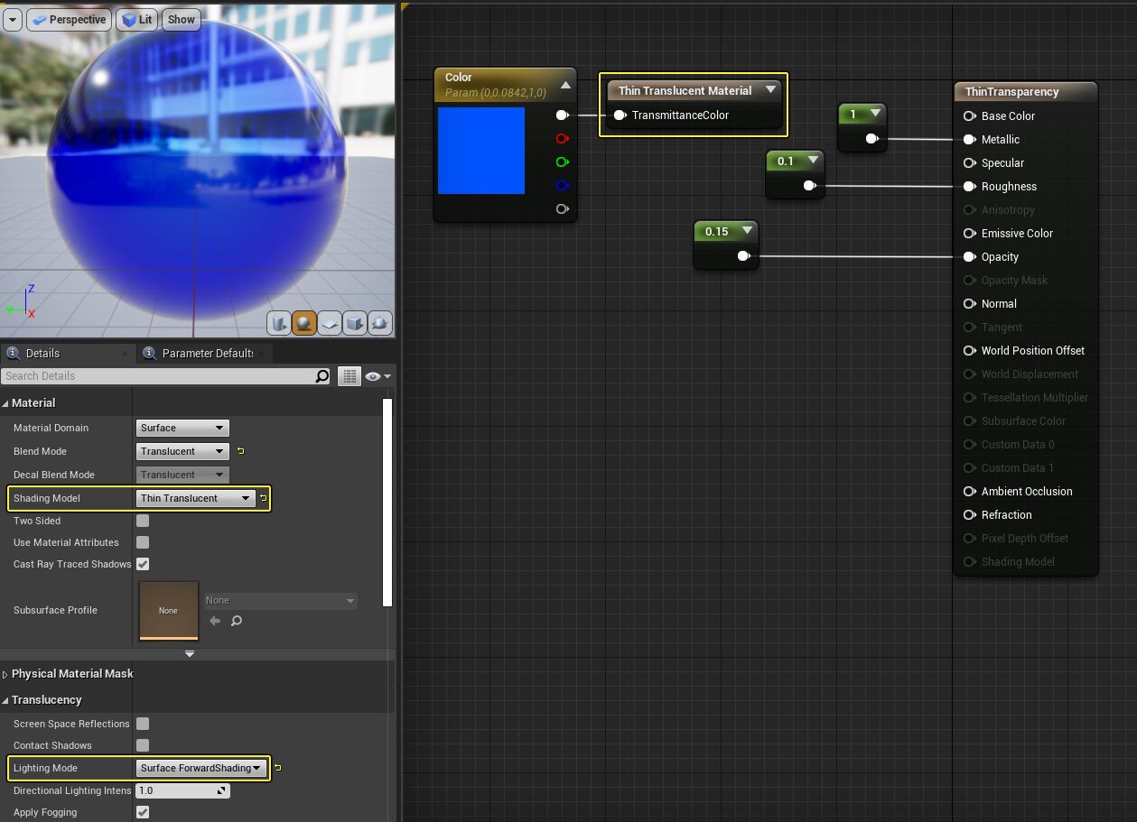 Thin Translucency Example Material Graph