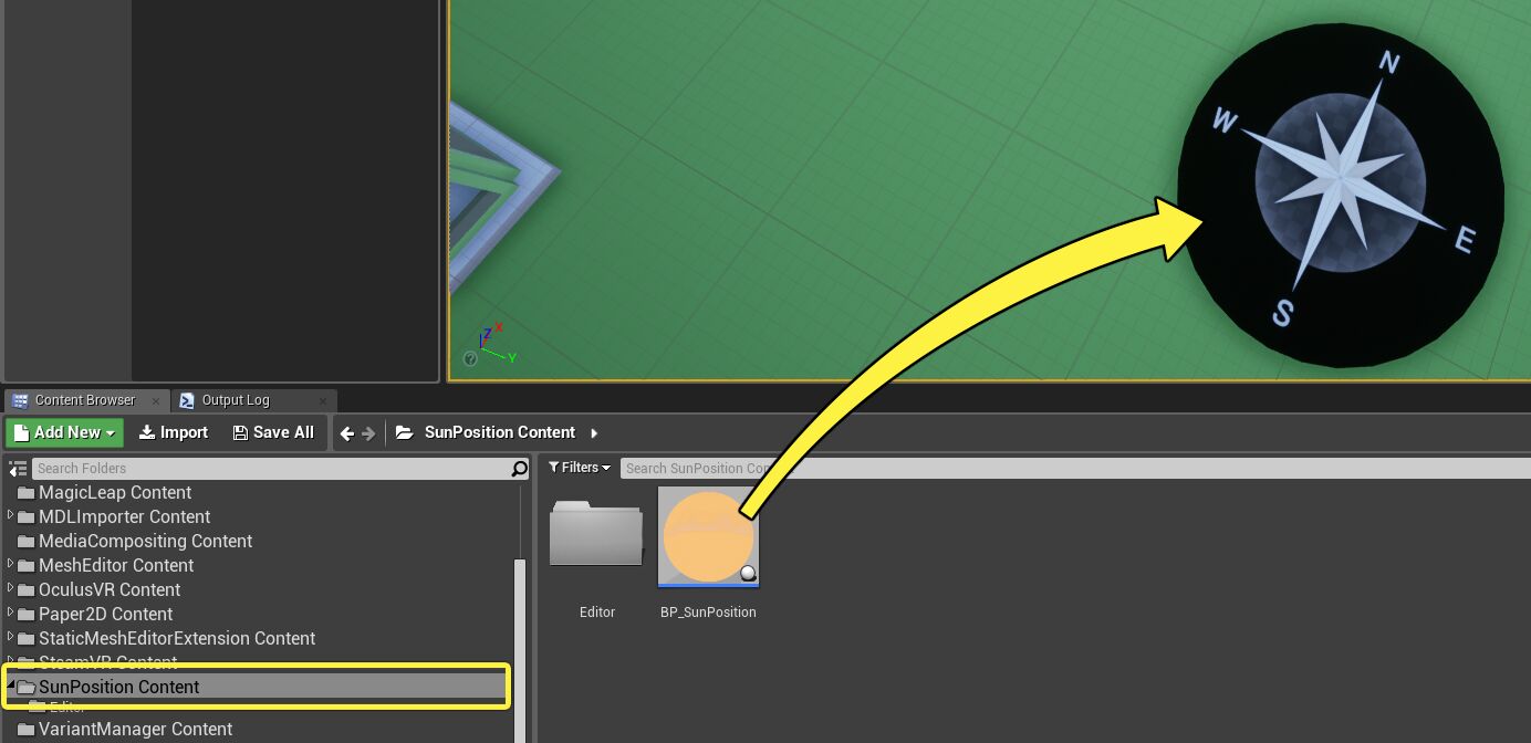 Drag and drop the BP_SunPosition