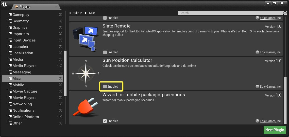 Enable the Sun Position Calculator