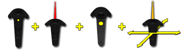 Modifier + Aim Controller at Actor + Squeeze Trigger + Move Controller