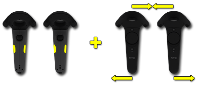 Press Side Buttons + Move Controllers Towards or Away From Each Other