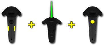 Press Side Buttons + Aim Controller + Squeeze Trigger