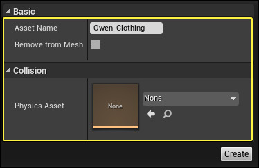 创建布料资产时要填入的参数