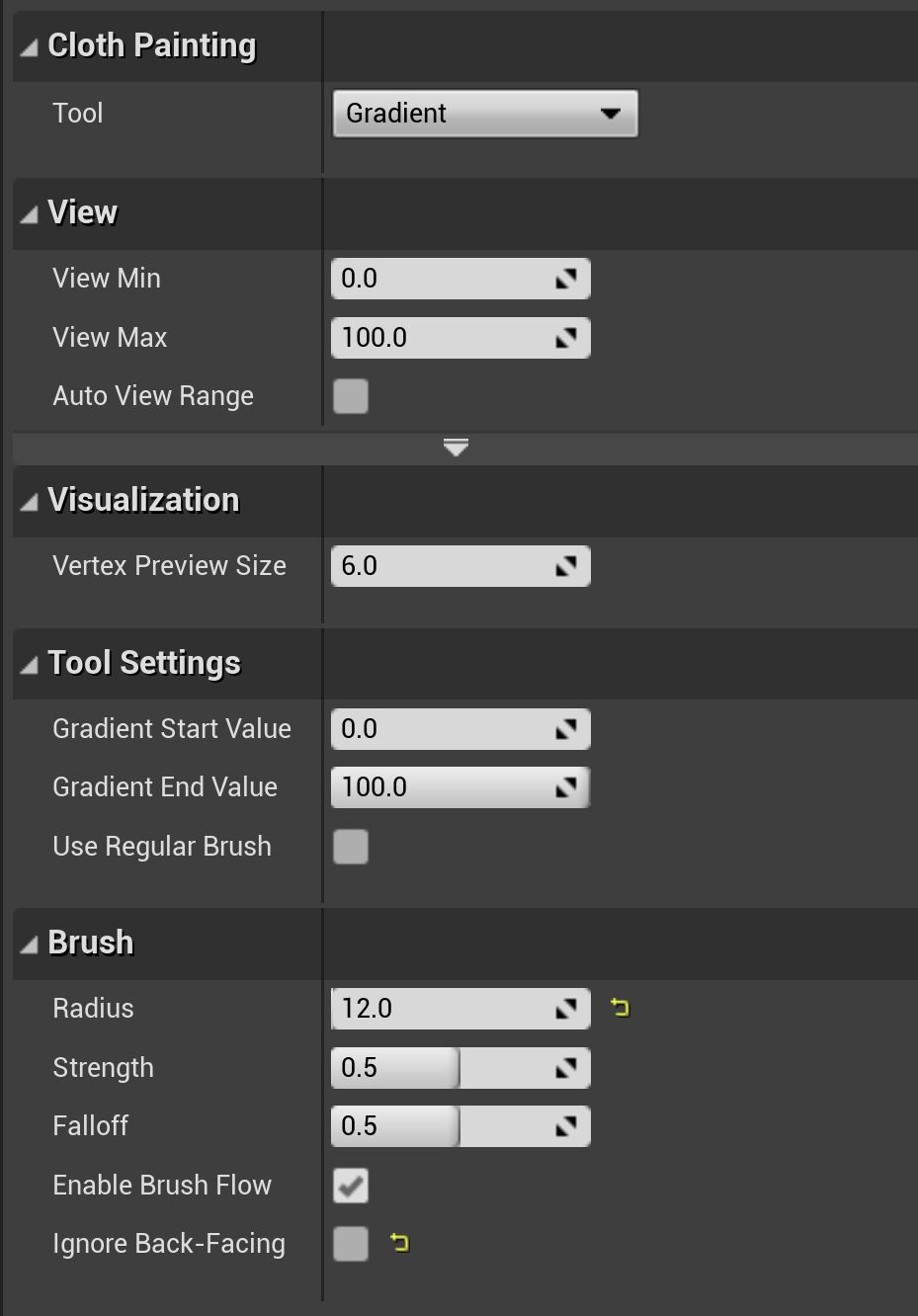 布料绘制的渐变属性