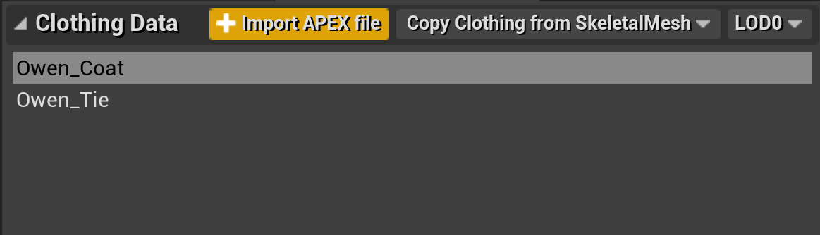 布料面板中布料数据分段中的属性