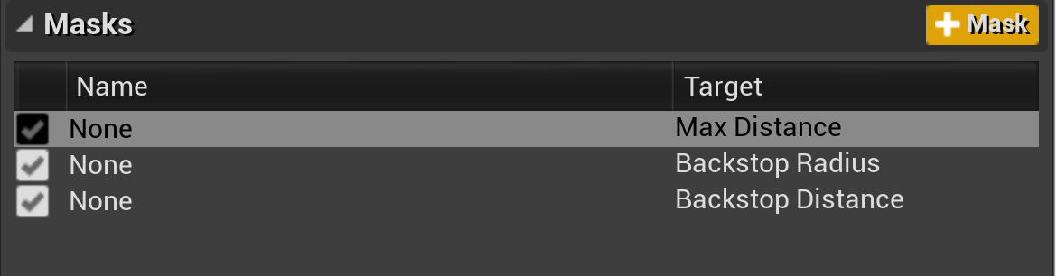 布料面板中遮罩分段中的属性
