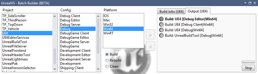 Batch Builder Window running