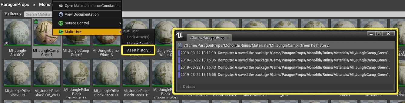 Asset change history