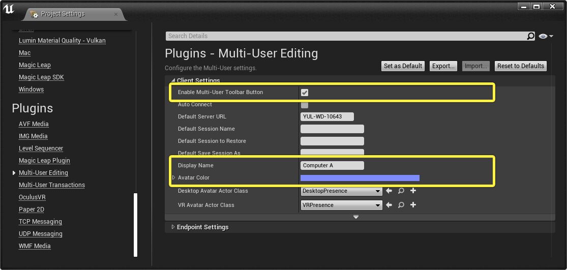 多用户编辑——首选项设置