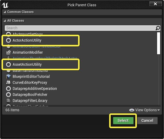 选择ActorActionUtility或AssetActionUtility