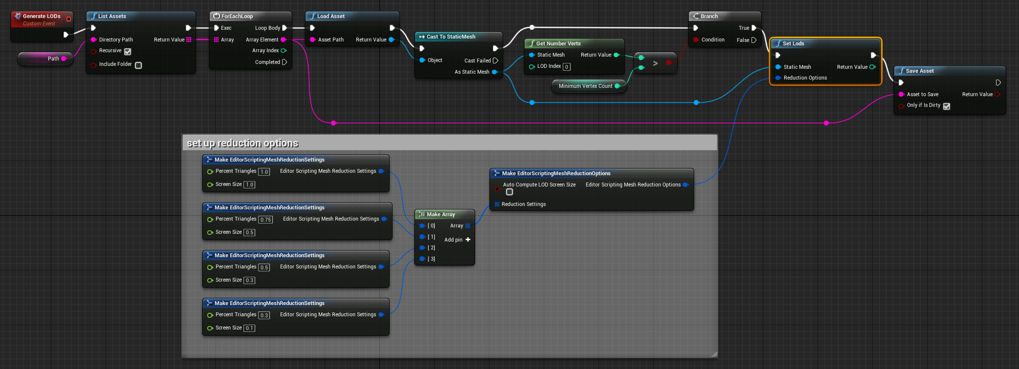 Set LODs in Blueprints Example