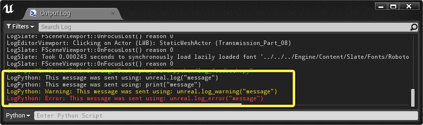 Python log messages