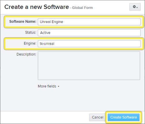 Create a New Software面板