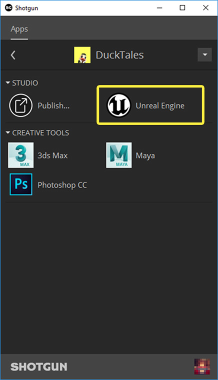 带有虚幻的Shotgun Desktop