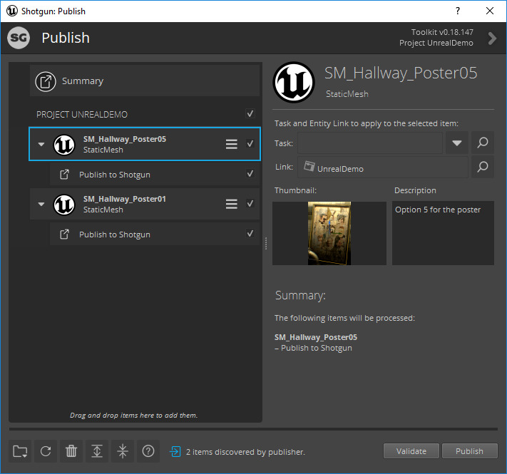 虚幻中的Shotgun"发布（Publish）"