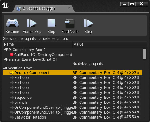 蓝图调试 - 执行轨迹堆栈