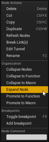 Blueprint Expand Node - Menu Option