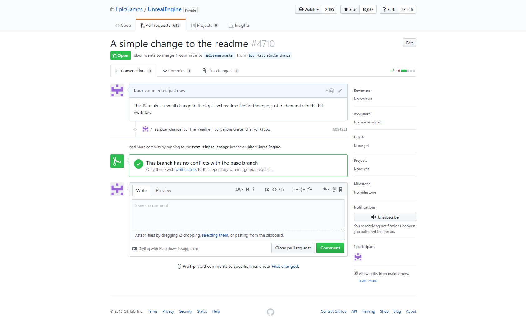 拉取请求会话页面