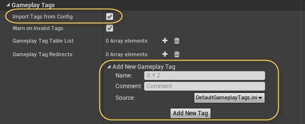 项目设置（Project Settings）中的手动添加标记