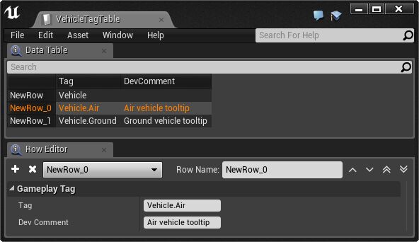 数据表资源中的Gameplay标记
