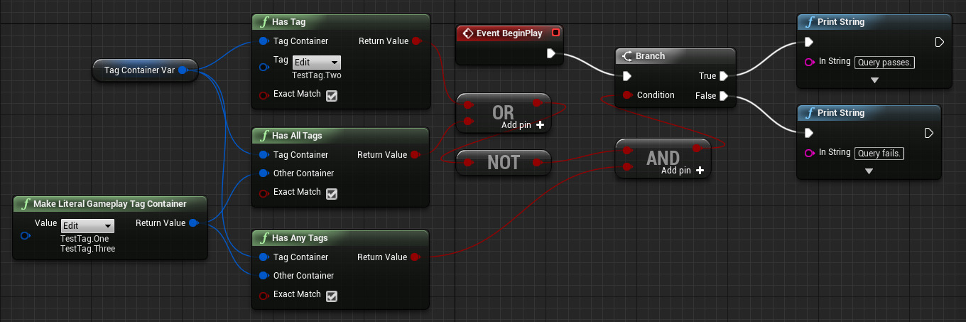 蓝图中的示例Gameplay标记运算