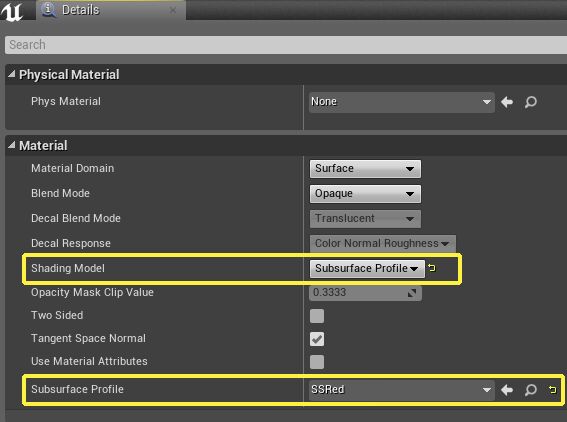 启用次表面轮廓