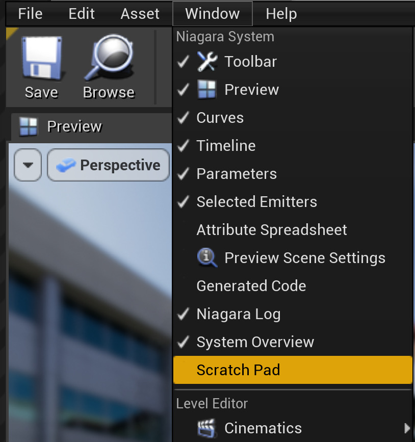 窗口菜单中的暂存区