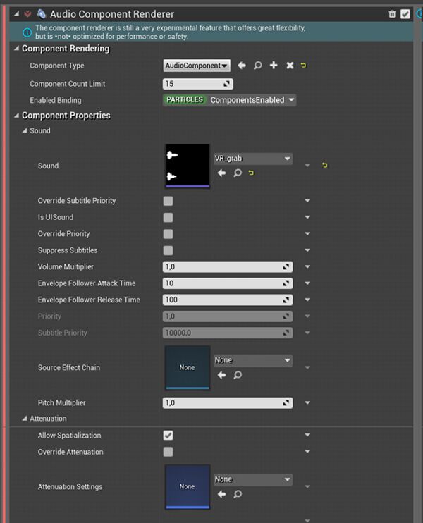 音频组件渲染器窗口。