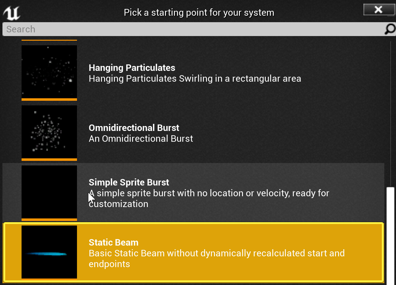 选择静态光束模板