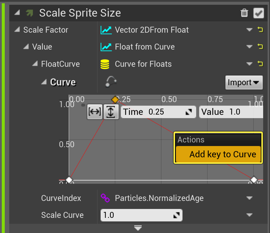 向比例因子曲线添加键
