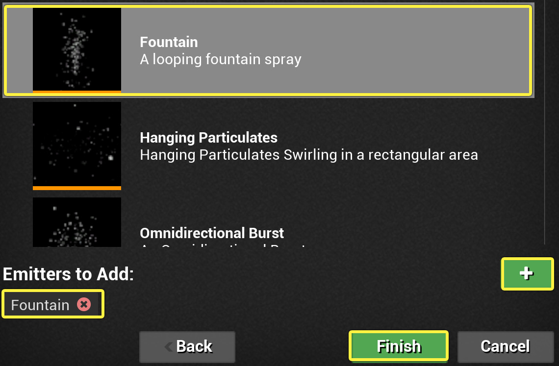 添加发射器并点击完成