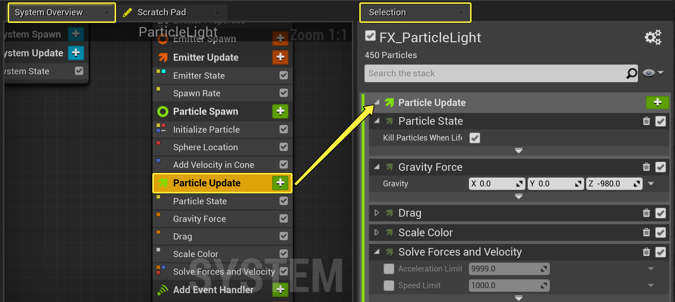 打开粒子更新组