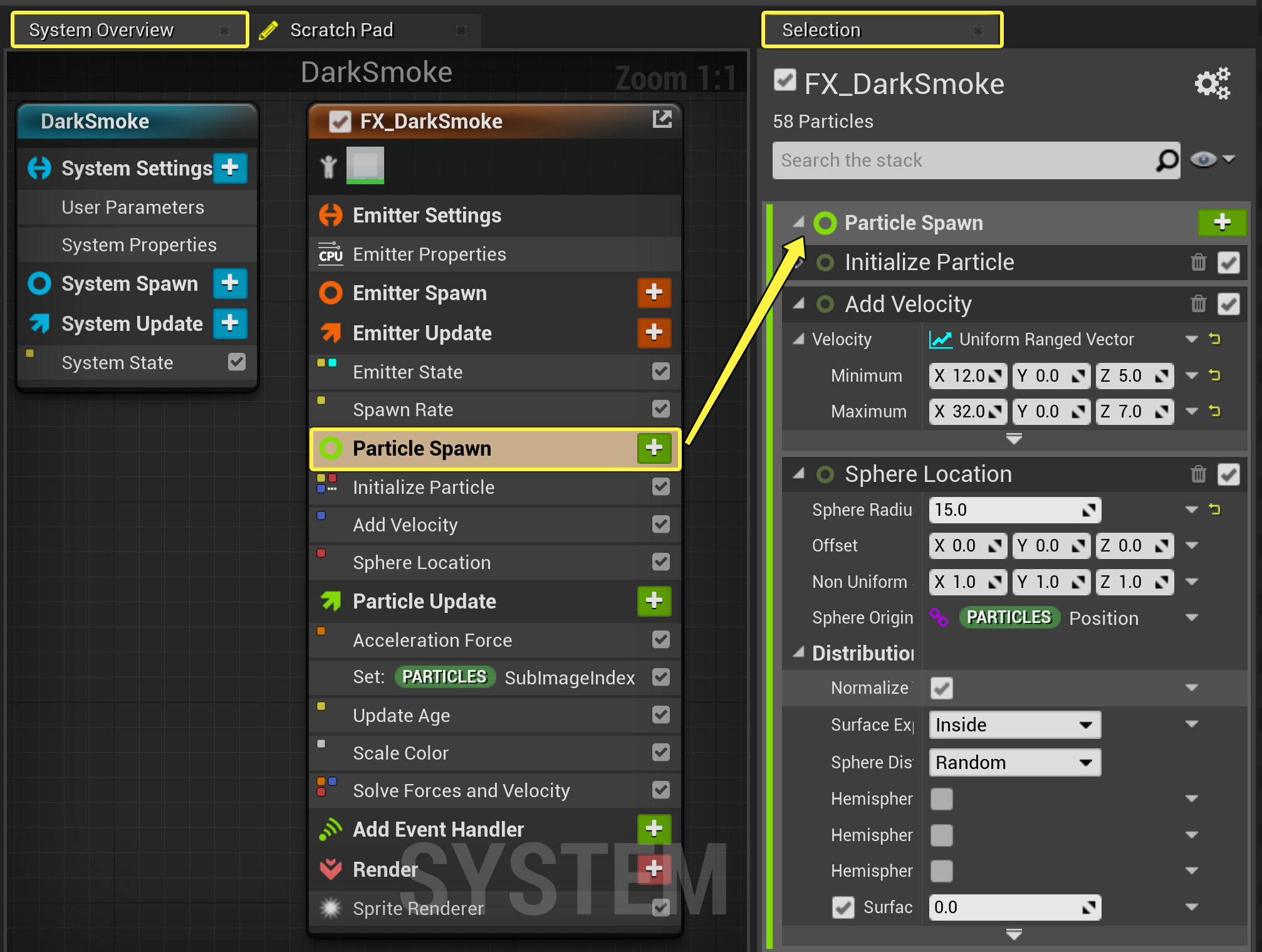 打开粒子生成组
